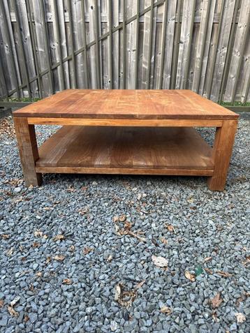 Massief Eiken Salontafel – 1,5m x 1,5m, Huis en Inrichting, Ophalen, Gebruikt, Eikenhout