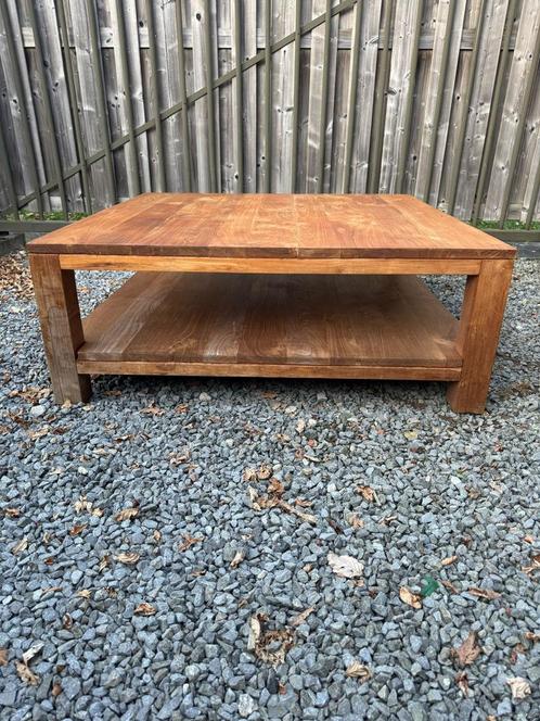 Massief Eiken Salontafel – 1,5m x 1,5m, Huis en Inrichting, Tafels | Salontafels, Gebruikt, Eikenhout, Ophalen