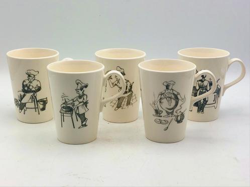5 vintage "California"-mokken – Petrus Regout / Sphinx Maast, Huis en Inrichting, Keuken | Servies, Zo goed als nieuw, Ophalen