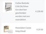 Tutti Bambini CoZee co-sleeper licht grijs/eik, Ophalen, Zo goed als nieuw