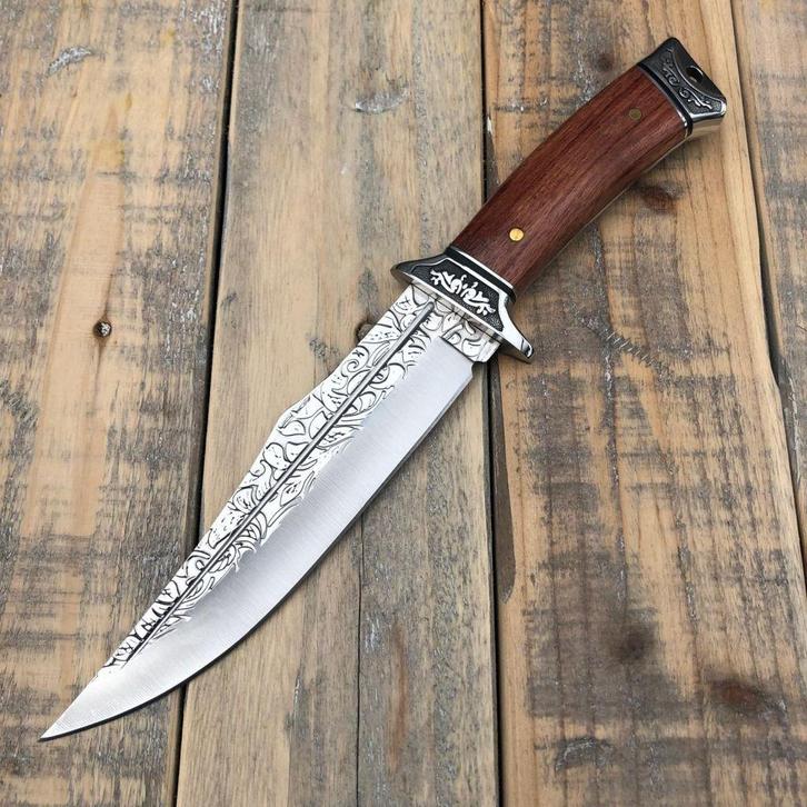 Mooi bewerkt RVS mes (31 cm) met pakkawood handvat, Verzamelen, Militaria | Algemeen, Overige soorten, Mes of Dolk, Verzenden