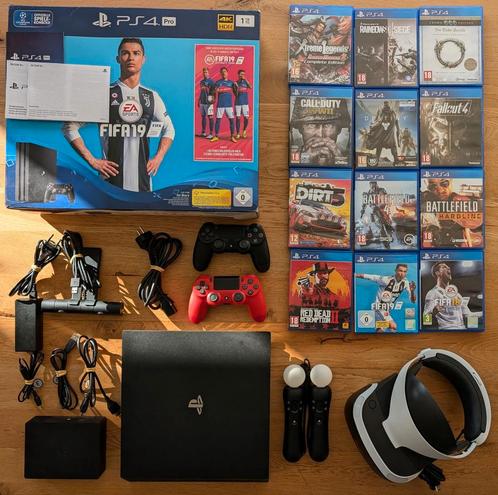 PlayStation 4 Pro 1TB + VR set + 2 controllers + 12 games, Consoles de jeu & Jeux vidéo, Consoles de jeu | Sony PlayStation 4