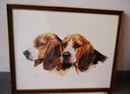 Dessin chiens 60 x 45 signé P van Ass.👀🕵️‍♀️🤗😍🎁, Antiquités & Art, Art | Peinture | Classique, Enlèvement ou Envoi