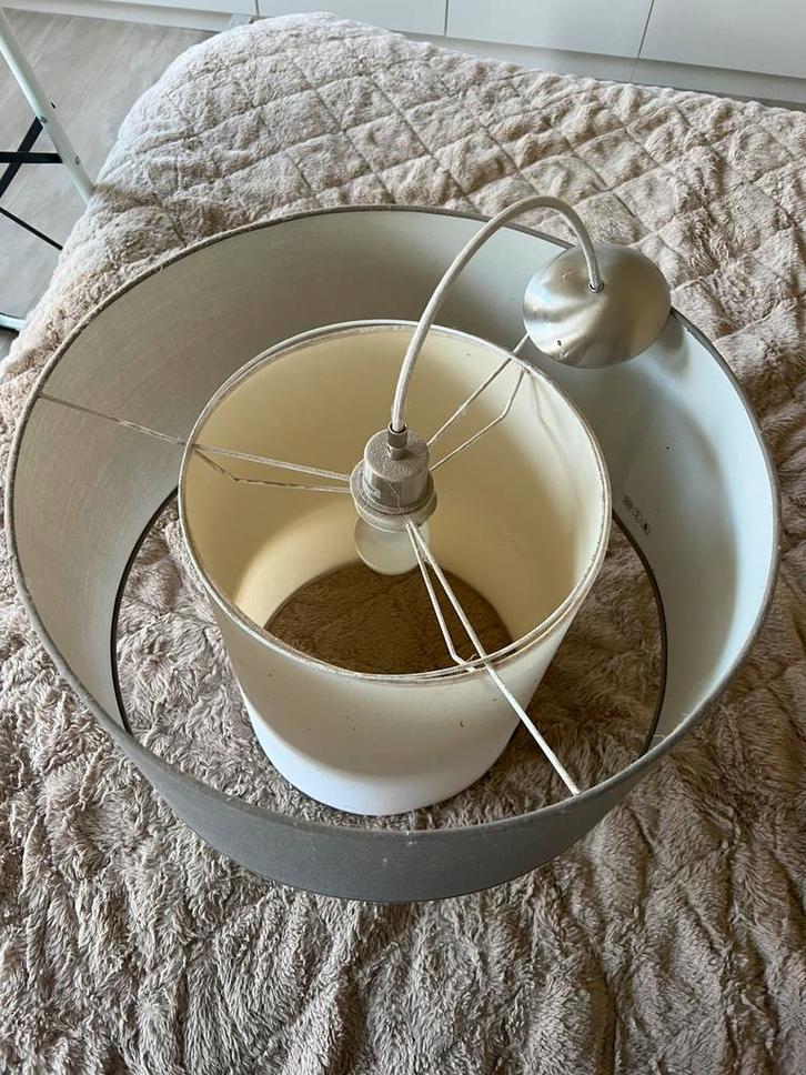 Lampe suspendue / plafonnier, Huis en Inrichting, Lampen | Lampenkappen, Gebruikt, 25 tot 50 cm, Rond, Beige, Ophalen of Verzenden