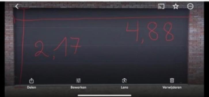 Sectionale poort (nieuw) 4,88m breed x2,17m hoog mat zwart, Doe-het-zelf en Bouw, Rolluiken, Zo goed als nieuw, 200 cm of meer