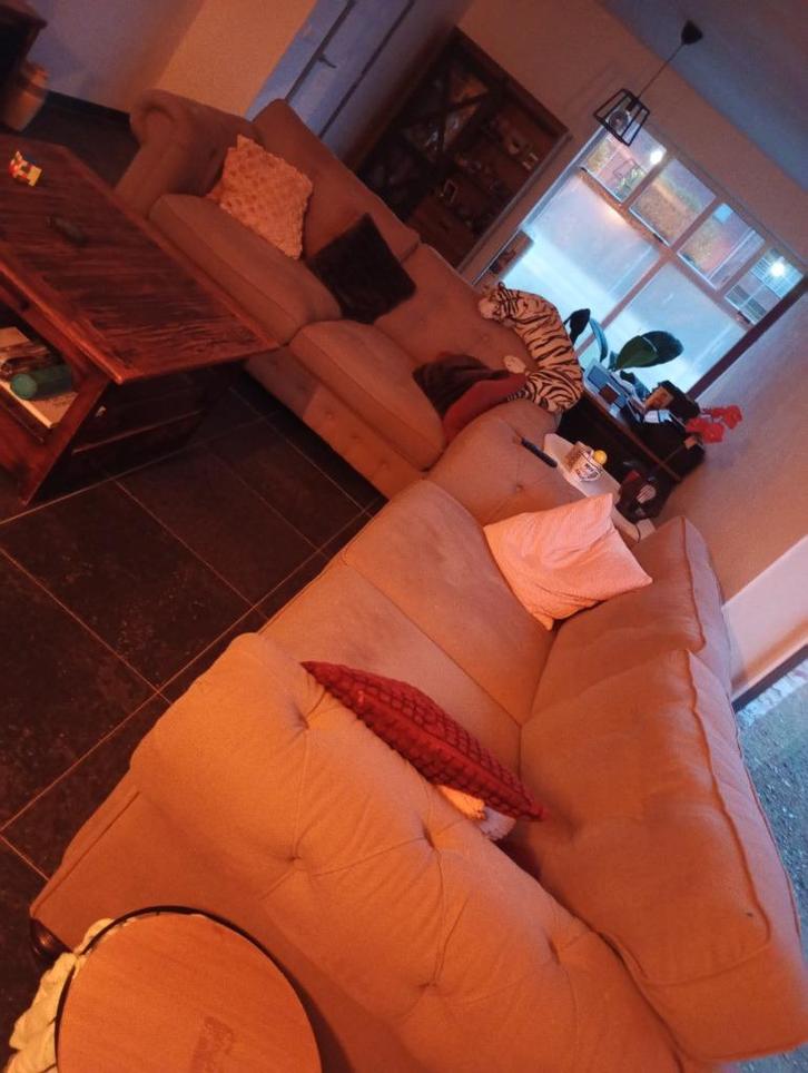 Zetel, Huis en Inrichting, Zetels | Zetels, Gebruikt, Rechte bank, Vierpersoons of meer, Stof, Ophalen