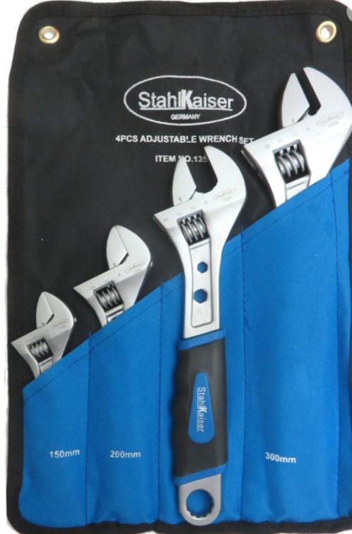 Stahlkaiser Germany Verstelbare Moersleutel set 4dlg, Auto diversen, Autogereedschap, Nieuw, Ophalen of Verzenden
