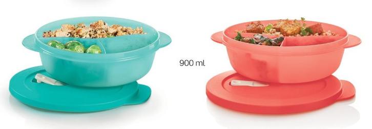 Tupperware CrystalWave vakjesborden 900 ml (set van 2), Huis en Inrichting, Keuken | Tupperware, Nieuw, Bak of Kom, Blauw, Rood