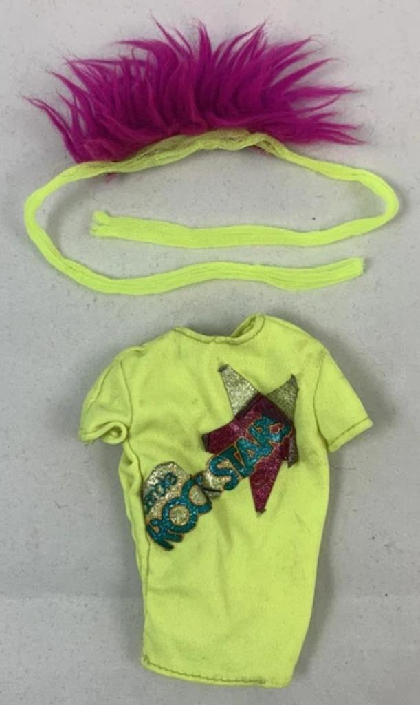 Barbie and the Rockers Diva 1985 outfit pop T-shirt Haarband, Verzamelen, Poppen, Zo goed als nieuw, Pop, Verzenden