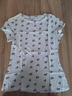 Wit t-shirt met zwarte hartjes maat 36(s)., Comme neuf, Primark, Manches courtes, Taille 36 (S)