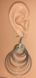 oorbellen hangers vintage hoepels zilver met strass '90, Bijoux, Sacs & Beauté, Boucles d'oreilles, Autres matériaux, Avec strass