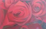 groot olieschilderij "rozen" (75x115 cm), Antiek en Kunst, Ophalen of Verzenden