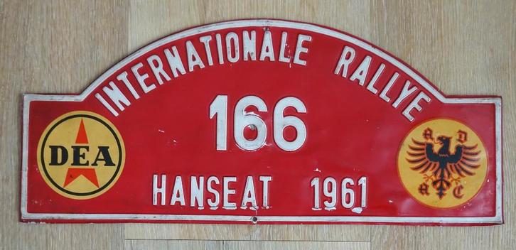Rally plaat Hanseat Rallye 1961, Verzamelen, Automerken, Motoren en Formule 1, Gebruikt, Auto's, Ophalen of Verzenden