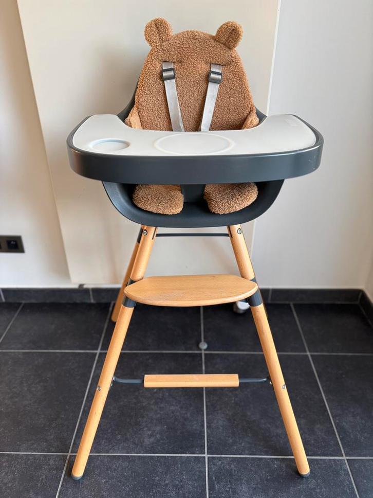 Childhome Evolu 2 eetstoel natural anthracite, Kinderen en Baby's, Kinderstoelen, Gebruikt, Stoelverkleiner, Ophalen