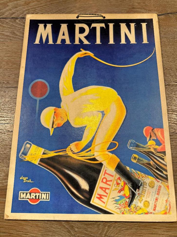Origineel antiek Martini reclame bord - Jean Droit - 1925, Verzamelen, Merken en Reclamevoorwerpen, Reclamebord, Ophalen of Verzenden