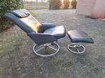 Fauteuil relax en cuir reposepieds Ikea Malung 19369 vintage, Enlèvement ou Envoi, Utilisé, 50 à 75 cm, Cuir