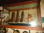Oude handgemaakte schip met koperen zeilen jaar 54, Antiek en Kunst, Ophalen of Verzenden