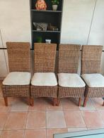 4 Rotan stoelen met kussens, Huis en Inrichting, Stoelen, Vier, Zo goed als nieuw, Ophalen