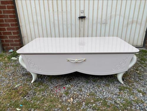 Table de salon blanc laqué avec tiroir tres bon etat 150€, Huis en Inrichting, Tafels | Salontafels, Zo goed als nieuw, Ophalen