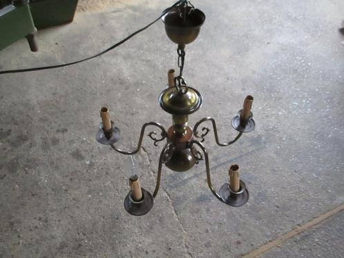 Lustre bronze pour 5 ampoules, Maison & Meubles, Lampes | Lustres, Comme neuf, Autres matériaux, Enlèvement