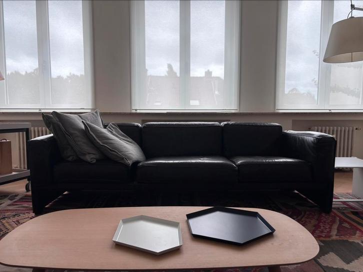 Cassina Duc 405 Sofa – Mario Bellini – Zwart Leder, Huis en Inrichting, Zetels | Zetels, Gebruikt, Rechte bank, Driepersoons, 200 tot 250 cm