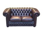 Chesterfield 2-zitsbank in leer, Huis en Inrichting, 150 tot 200 cm, Anglais, Tweepersoons, Ophalen of Verzenden