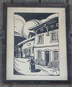 Lithographie bohan vieille maison signe ch godart, Ophalen of Verzenden