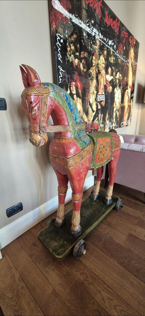 paard India antiek, Antiek en Kunst, Kunst | Beelden en Houtsnijwerken, Ophalen