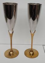 2 champagneflûtes handgemaakt in Frankrijk gemerkt CLARIDGE, Ophalen of Verzenden