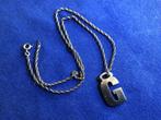 Letter G + halsketting, Met hanger, Gebruikt, Ophalen of Verzenden, Zilver