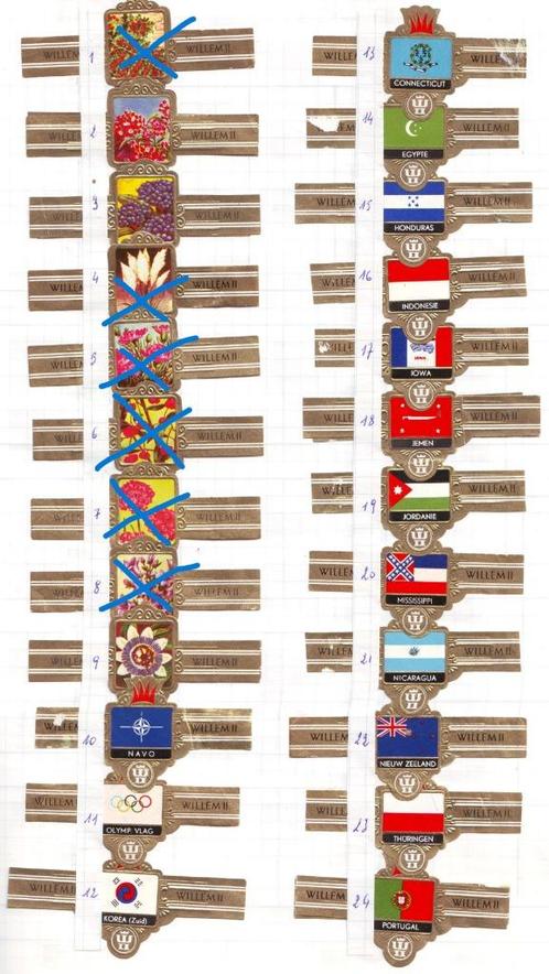 Diverse sigarenbanden : Willem II - Jasneva, Verzamelen, Rookartikelen, Aanstekers en Luciferdoosjes, Sigarenbandjes, Ophalen of Verzenden