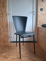 6x Stoel zwart leer, Huis en Inrichting, Stoelen, Ophalen, Gebruikt, Zwart, Leer