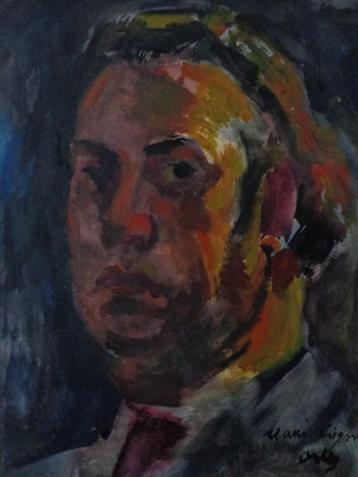 aquarel expressionistisch portret manshoofd Mani Siegman?