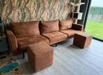 Cognac zetel met 2 poefs, Enlèvement, Comme neuf