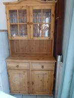 vitrinekast van massief grenen H 197 cm B 96 cm D 44 cm, Huis en Inrichting, Ophalen, Gebruikt, Glas, 50 tot 100 cm