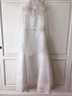 Déguisement - Robe blanche à paillettes argent T128/132, Ophalen of Verzenden, Zo goed als nieuw