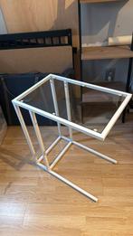 Bijzettafel wit met glas, Enlèvement, Comme neuf, Verre