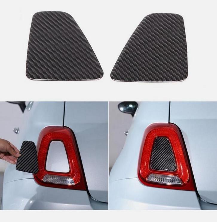 Fiat 500 Abarth 595 Carbon achterlicht cover kap-sticker set, Auto diversen, Autostickers, Ophalen of Verzenden