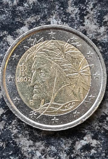 2 euromunt uit Italië van 2002. Met Dante Alighieri.
