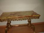 Prachtige vintage salontafel met marmeren blad op koperkleu., Ophalen, Gebruikt, 50 tot 100 cm, 50 tot 75 cm