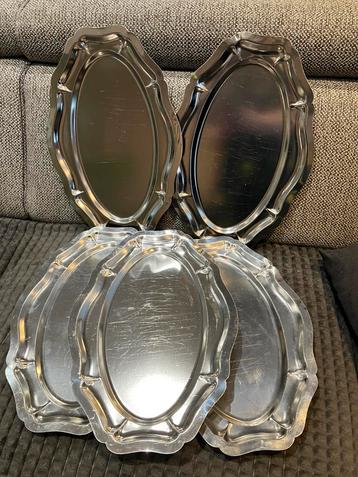 Set de 5 plats ovales en acier inoxydable 40 x 27,5 cm, Enlèvement ou Envoi, Inox