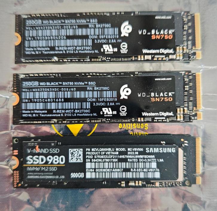 WD M.2 2280 NVMe-SSD van Samsung en Western Digital, Computers en Software, Harde schijven, Gebruikt, SSD, Overige aansluitingen