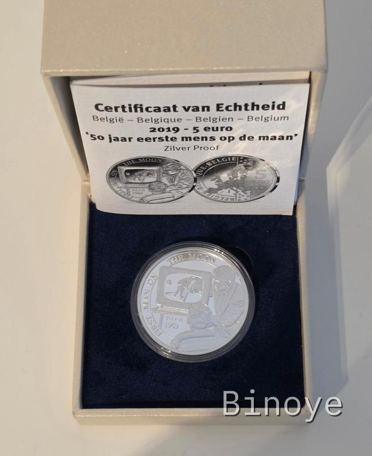 5€ argent 2019 Belgique – Alunissage Apollo 11 – BE, Timbres & Monnaies, Monnaies | Europe | Monnaies euro, 5 euros, Belgique