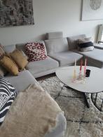 Zetel / stoffen lichtgrijs salon  met longchaise, Huis en Inrichting, Ophalen, Gebruikt