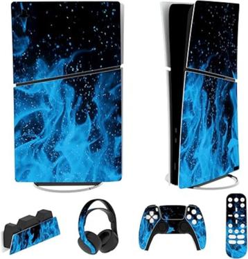 Beschermsticker voor PS5 Slim | blauwe vlam | Nieuw beschikbaar voor biedingen