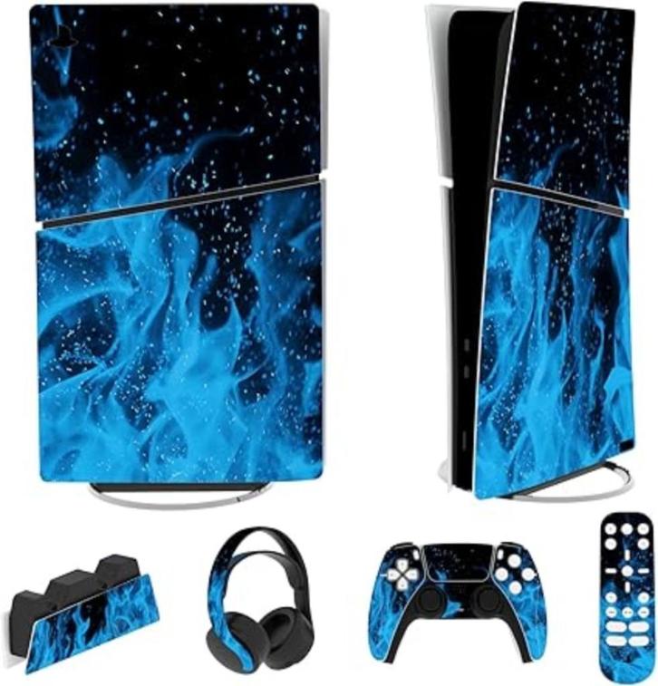 Beschermsticker voor PS5 Slim | blauwe vlam | Nieuw, Hobby en Vrije tijd, Overige Hobby en Vrije tijd, Nieuw, Verzenden