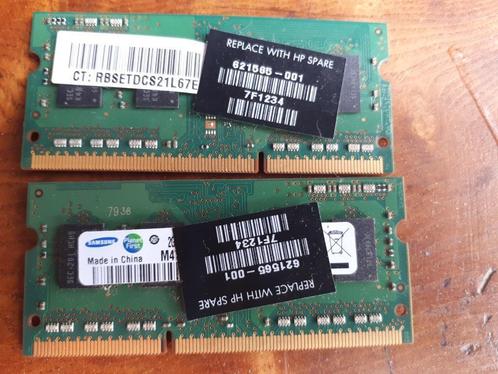 2x memoire pour pc portable 2GB, Informatique & Logiciels, Mémoire RAM, Comme neuf, Laptop, 2 GB, DDR2, Enlèvement ou Envoi