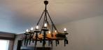 Kroonluchter van eikenhout en smeedijzer, Huis en Inrichting, Lampen | Kroonluchters, Ophalen, Zo goed als nieuw