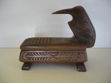 Handgesneden houten vogel met inktpot Art Deco / Antiek beschikbaar voor biedingen