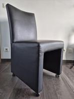 Eettafel (2.20m) en 6 stoelen in zwart leer, Huis en Inrichting, Stoelen, Ophalen, Zwart, Leer, Zo goed als nieuw